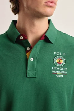 Valecuatro Polos-Pólo masculino com escudo espanhol intenso Verde