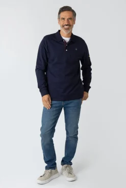 Privata Polos-Polo básica de manga comprida Azul