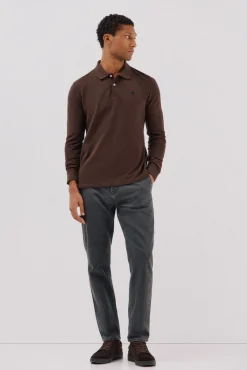 Cortefiel Polos-Polo básico de manga comprida Castanho