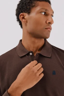 Cortefiel Polos-Polo básico de manga comprida Castanho