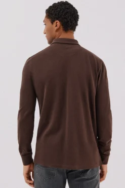 Cortefiel Polos-Polo básico de manga comprida Castanho