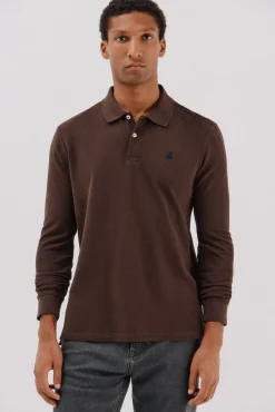 Cortefiel Polos-Polo básico de manga comprida Castanho