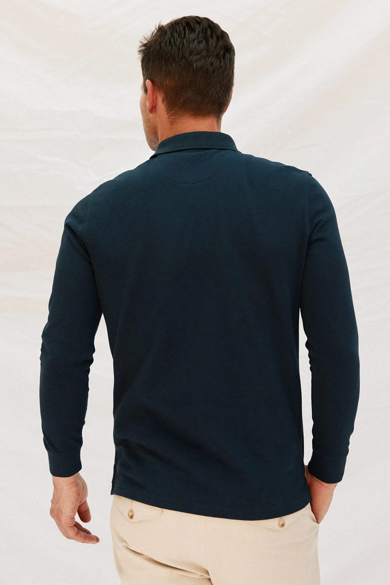 Cortefiel Polos-Polo básico de manga comprida Azul