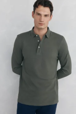 Pedro del Hierro Polos-Polo básico de manga comprida Verde