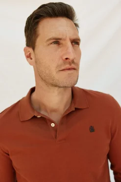 Cortefiel Polos-Polo básico de manga comprida Vermelho