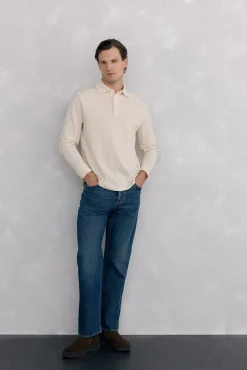 Pedro del Hierro Polos-Polo básico manga comprida Ecru