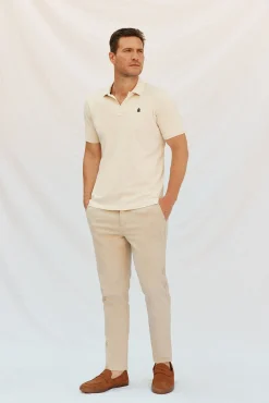 Cortefiel Polos-Polo básico piqué Ecru