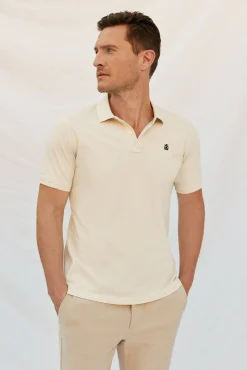 Cortefiel Polos-Polo básico piqué Ecru