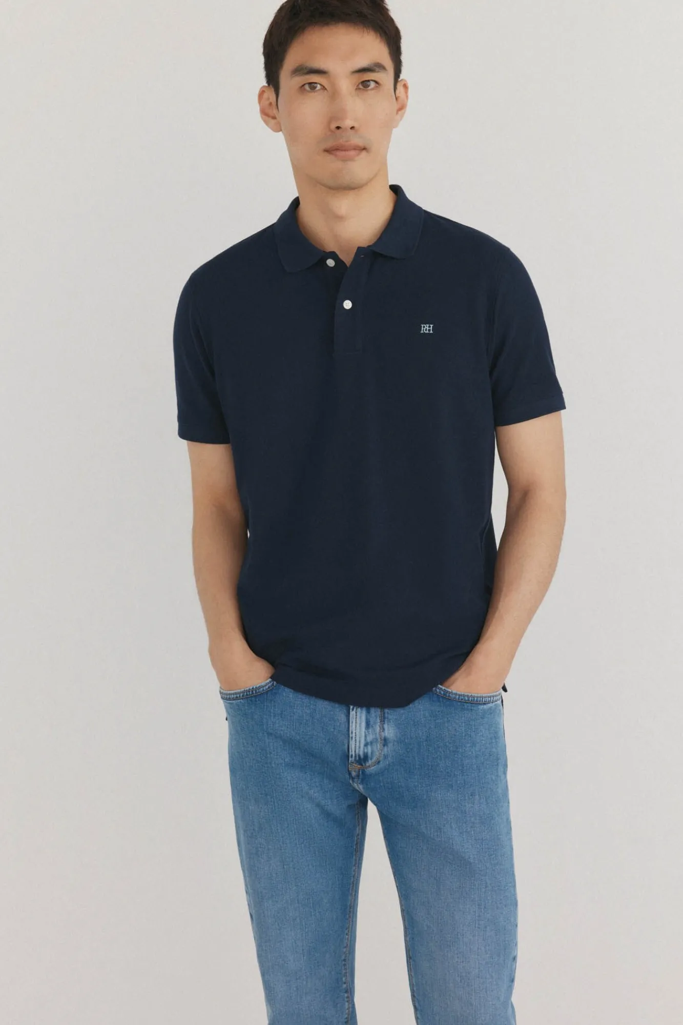 Pedro del Hierro Polos-Polo básico regular em piqué Azul