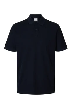 Selected Polos-Polo canelado de manga curta e corte regular Azul