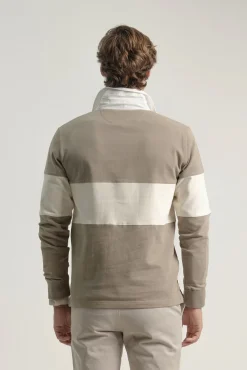 PuroEGO Polos-Polo com listras largas contrastantes em pedra Castanho