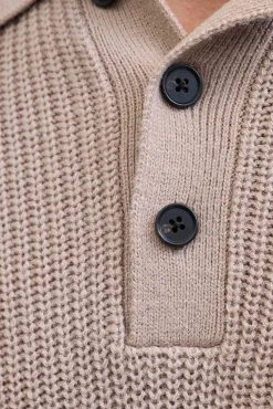 Jack & Jones Camisolas-Polo de malha com gola abotoada cinzento