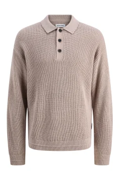 Jack & Jones Camisolas-Polo de malha com gola abotoada cinzento