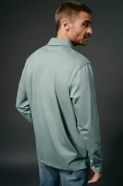 OOTO Polos|T-Shirts-Polo de mão longa Azul