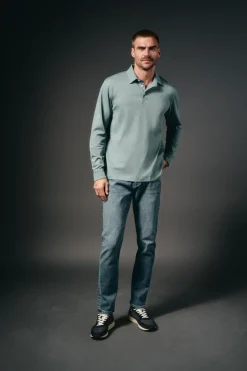 OOTO Polos|T-Shirts-Polo de mão longa Azul