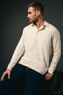 OOTO Polos|T-Shirts-Polo de mão longa Tostado