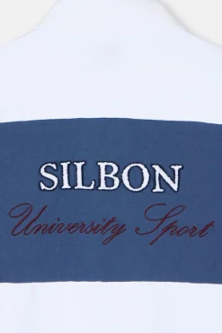 Silbon Polos-Polo de rugby riscas clássica Azul