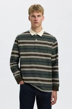 Selected Polos-Polo estilo rugby feita de 100% algodão orgânico. Verde