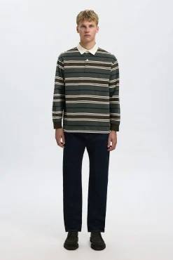 Selected Polos-Polo estilo rugby feita de 100% algodão orgânico. Verde