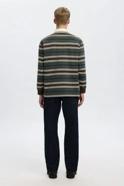 Selected Polos-Polo estilo rugby feita de 100% algodão orgânico. Verde