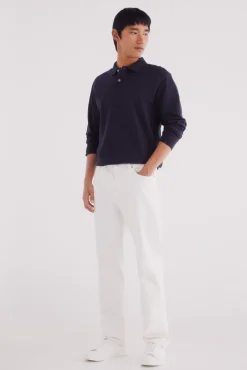 Springfield Polos-Polo piqué básica de manga comprida e manga regular azul