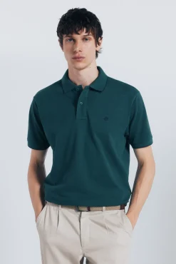 Springfield Polos-Polo piqué chique com gola canelada de corte regular verde