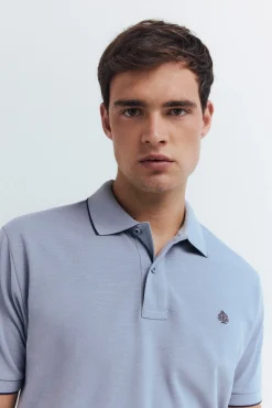 Springfield Polos-Polo piqué chique com gola canelada de corte regular azul