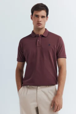 Springfield Polos-Polo piqué chique com gola canelada de corte regular vermelho
