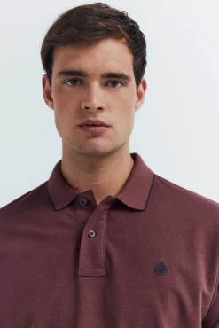 Springfield Polos-Polo piqué chique com gola canelada de corte regular vermelho