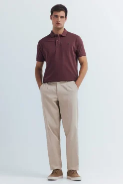 Springfield Polos-Polo piqué chique com gola canelada de corte regular vermelho