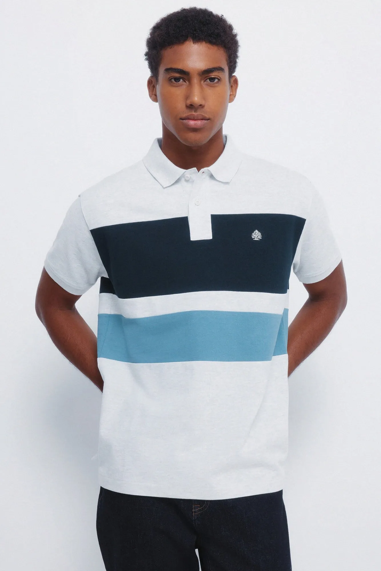 Springfield Polos-Polo piqué color block de corte regular cinzento