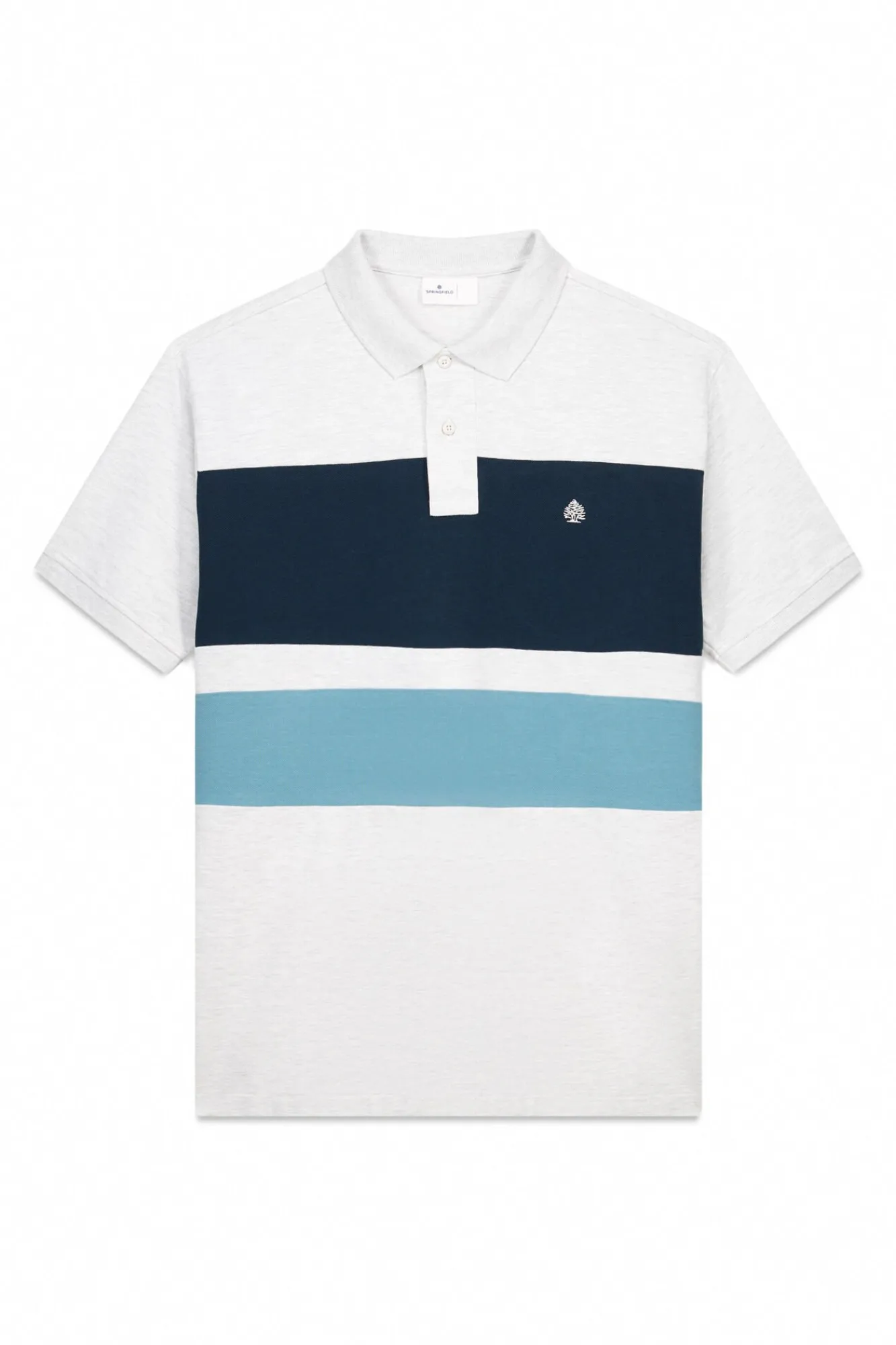 Springfield Polos-Polo piqué color block de corte regular cinzento