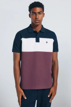 Springfield Polos-Polo piqué color block de corte regular azul