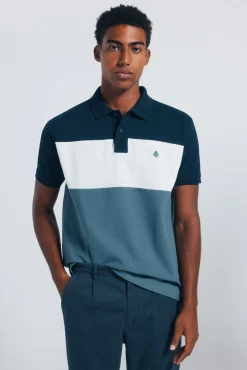 Springfield Polos-Polo piqué color block de corte regular azul