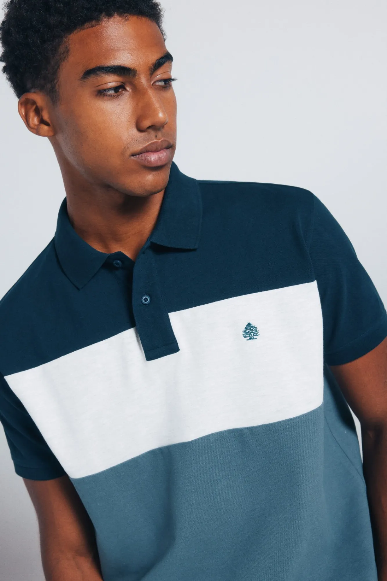 Springfield Polos-Polo piqué color block de corte regular azul