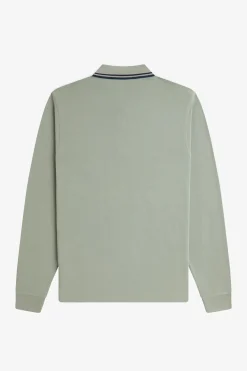 Fred Perry Polos-Polo piqué de manga comprida masculina Verde