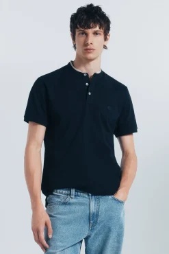 Springfield Polos-Polo piqué gola mao slim fit azul