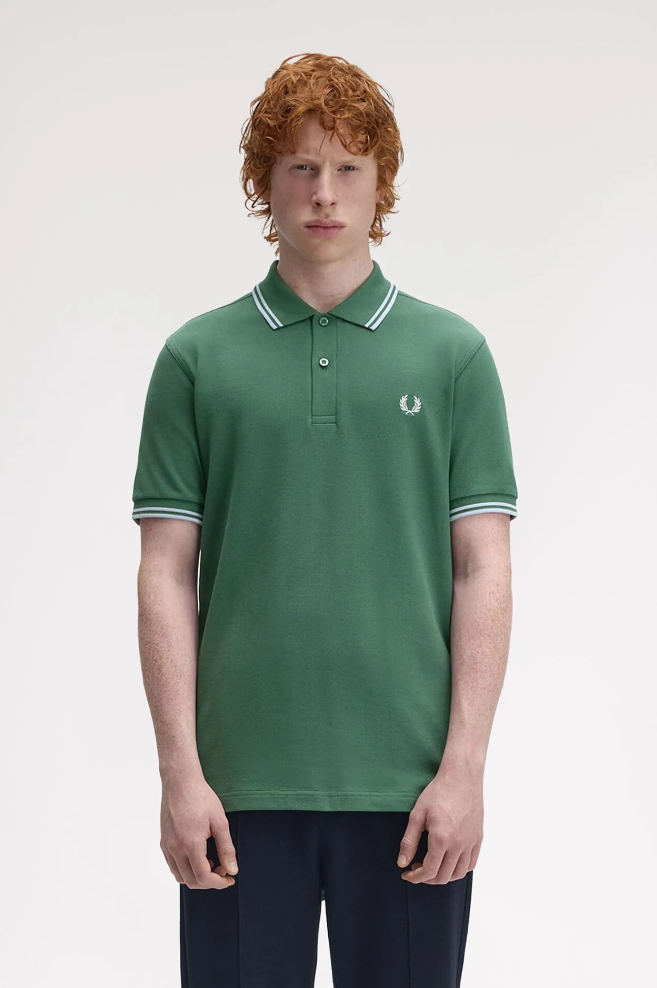 Fred Perry Polos-Polo piqué masculina de manga curta Verde