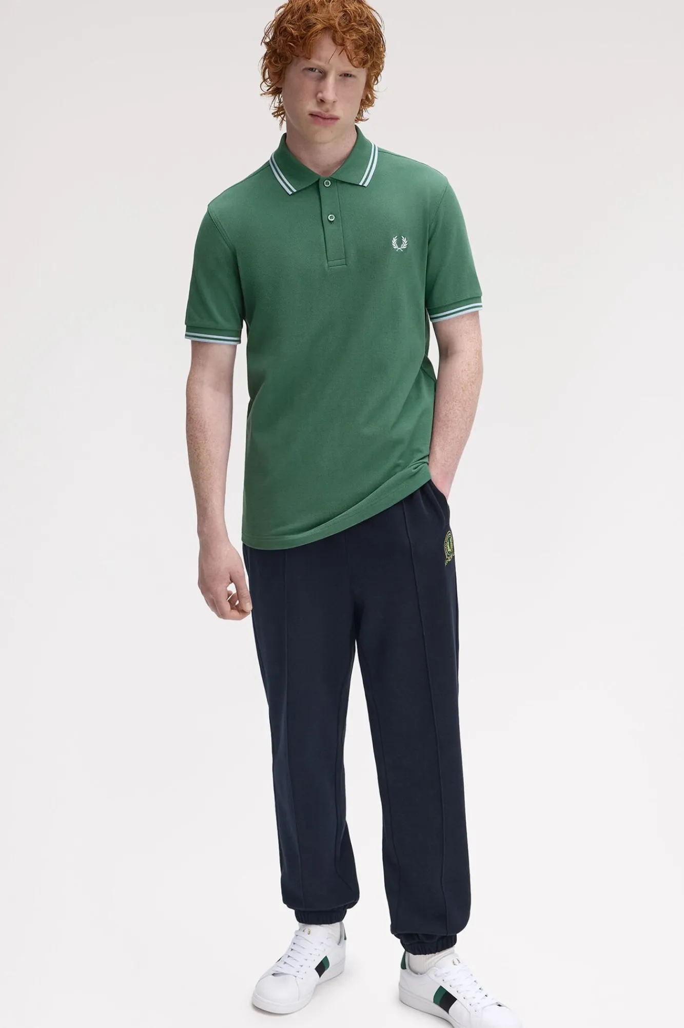 Fred Perry Polos-Polo piqué masculina de manga curta Verde