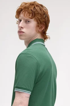 Fred Perry Polos-Polo piqué masculina de manga curta Verde