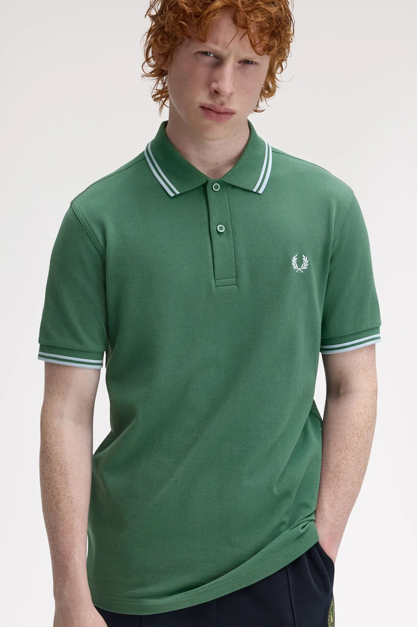 Fred Perry Polos-Polo piqué masculina de manga curta Verde