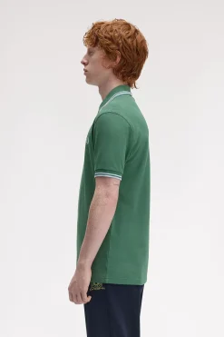 Fred Perry Polos-Polo piqué masculina de manga curta Verde