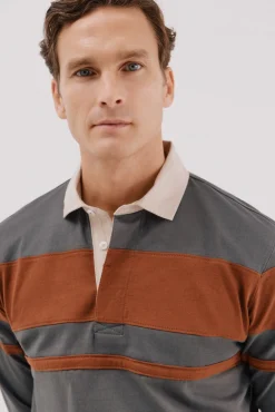 Cortefiel Polos-Polo rugby blocos Cinzento