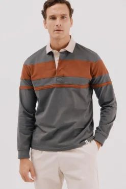 Cortefiel Polos-Polo rugby blocos Cinzento