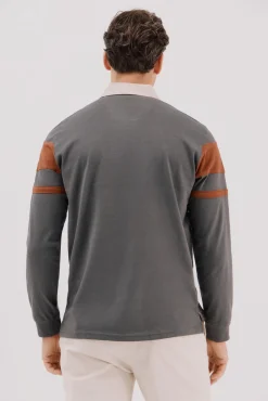 Cortefiel Polos-Polo rugby blocos Cinzento