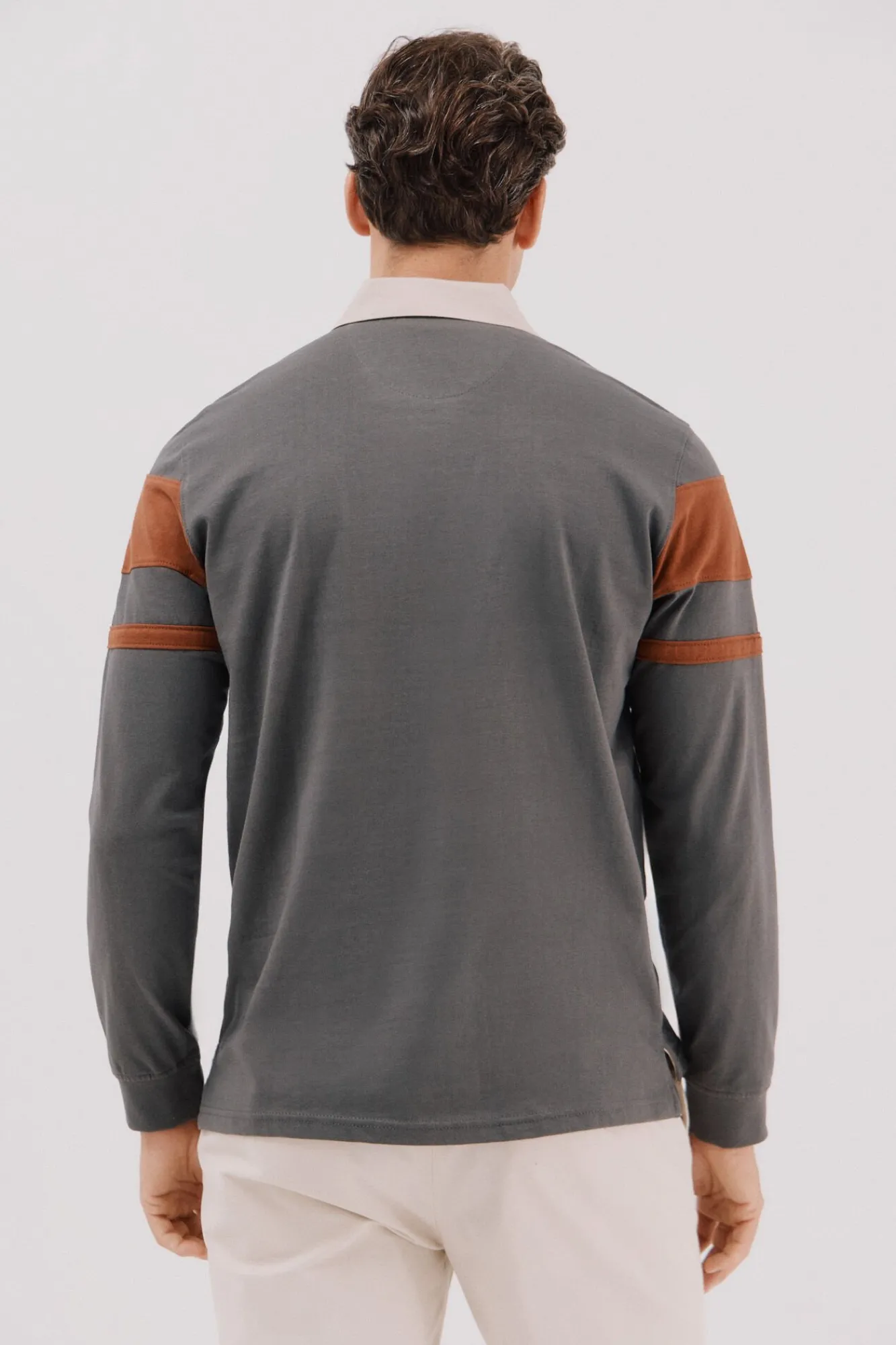 Cortefiel Polos-Polo rugby blocos Cinzento