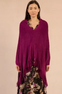 Molly Bracken Sobretudos-Poncho assimétrico com franjas Roxo