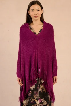 Molly Bracken Sobretudos-Poncho assimétrico com franjas Roxo