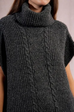 Molly Bracken Sobretudos-Poncho assimétrico com gola alta Cinzento