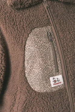 Women'secret Roupões-Poncho curto de robe de borrego marrom do Snoopy cru